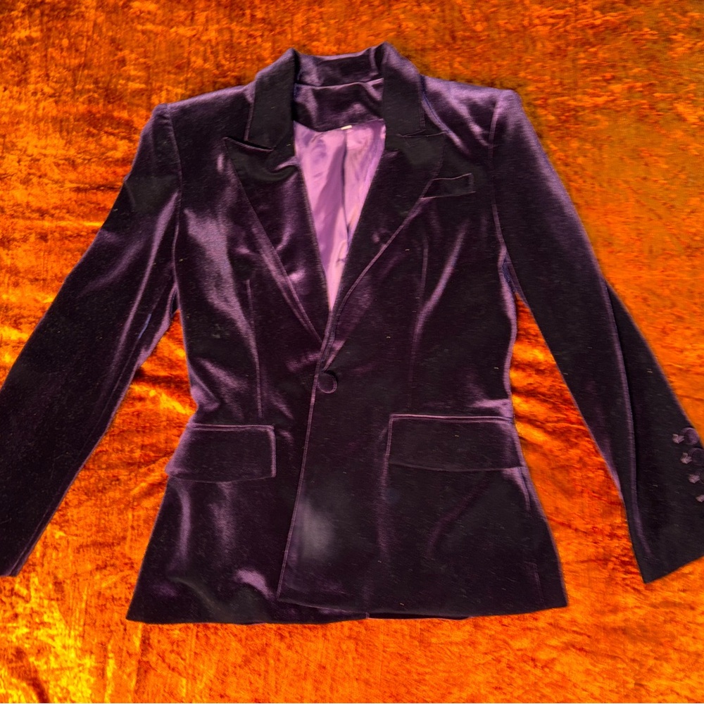 Elegant Purple Velvet Women's Custom Suit